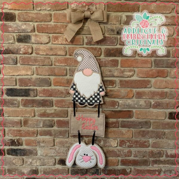 2484 Bunny & Plaque Interchangeable for Gnome In-The-Hoop Design - Image 3