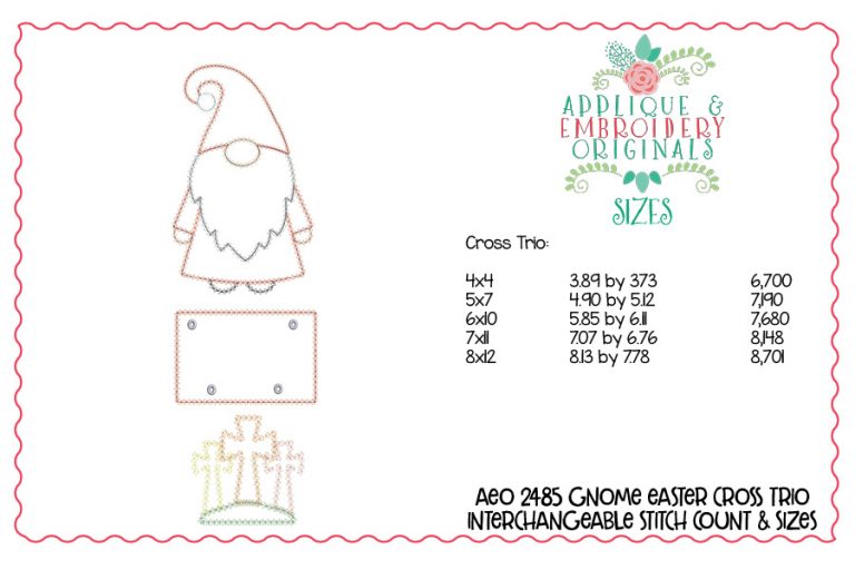 2485 Cross Trio & Plaque Interchangeable for Gnome In-The-Hoop Design - Image 2
