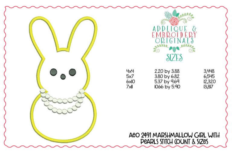 2491 Marshmallow Girl with Pearls Applique Design - Image 2