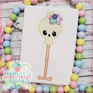 2506 Long Legged Chick Flower Sketch Embroidery Design