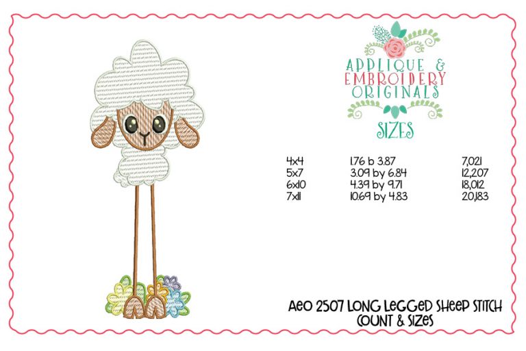 2507 Long Legged Sheep Sketch Embroidery Design - Image 3
