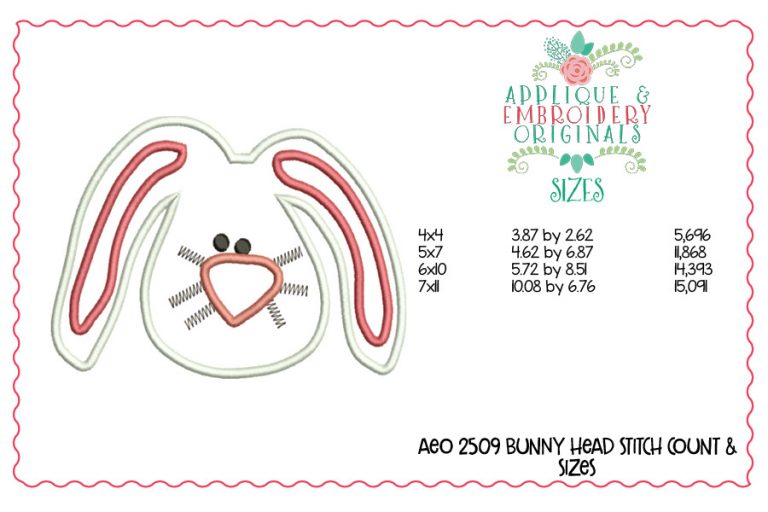2509 Bunny Head Applique Design - Image 2