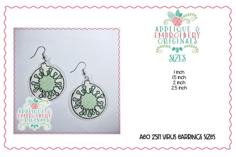 2511 Virus Earrings In-The-Hoop Design - Image 2