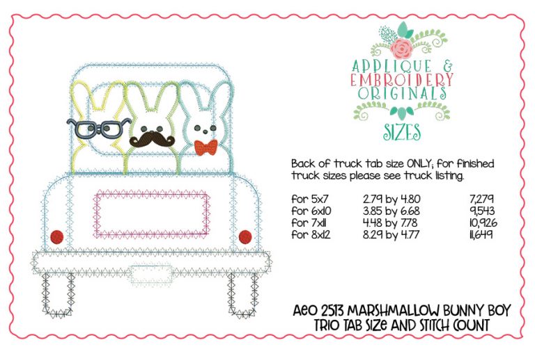 2513 Marshmallow Bunny Boy Trio Tab Interchangeable Design for Truck - Image 4