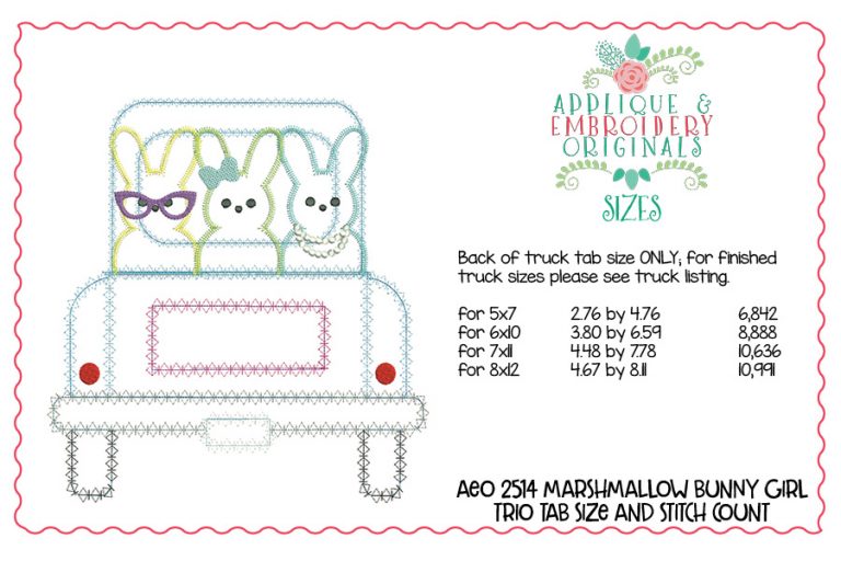 2514 Marshmallow Bunny Girl Trio Tab Interchangeable Design for Truck - Image 3