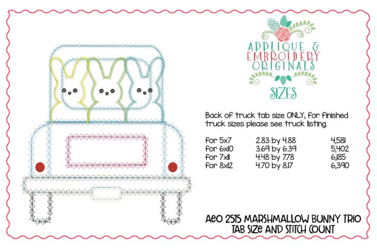 2515 Marshmallow Bunny Trio Tab Interchangeable Design for Truck - Image 4