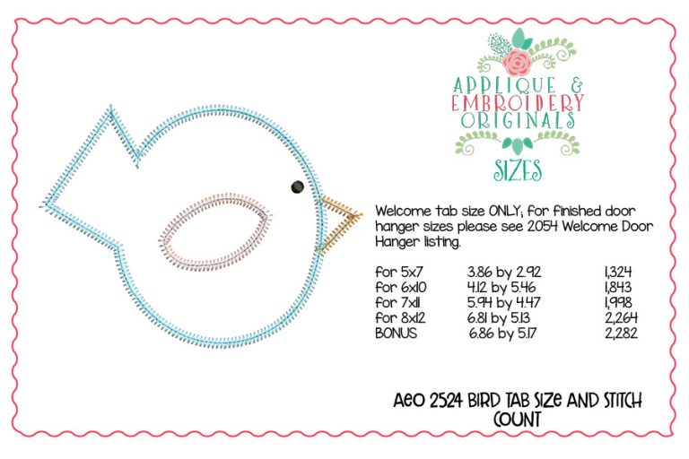 2524 Bird Tab Interchangeable Tab Design - Image 7