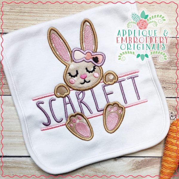 2528 Bunny Feet Frame Bow Girl Applique Design - Image 2