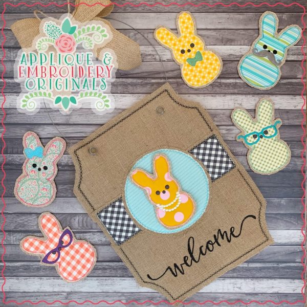 2518 Marshmallow Bunny Tab SET Interchangeable Design for Welcome Sign - Image 2