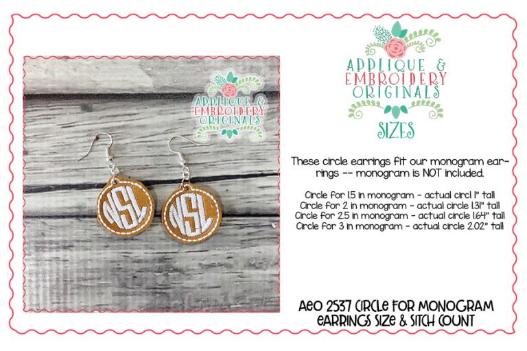 2537 Circle for Monogram Earrings In-The-Hoop Design - Image 2
