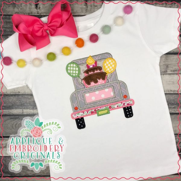 2548 Truck Birthday Cake Balloons Applique Design - Image 2