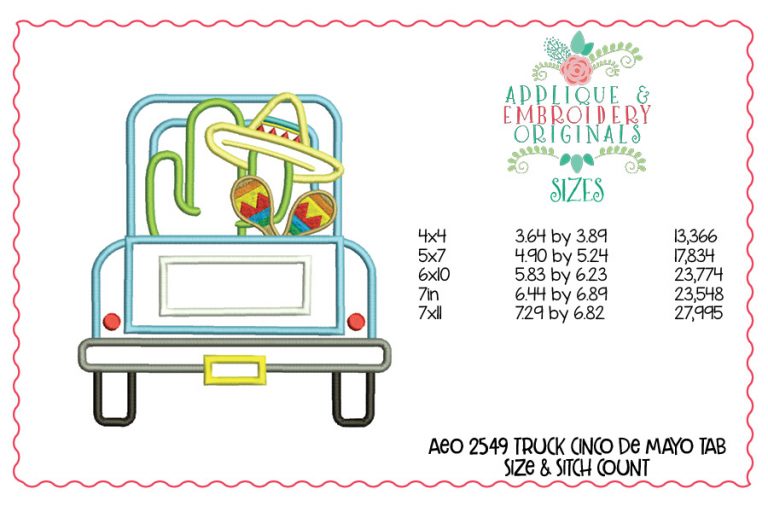 2549 Truck Cinco De Mayo Applique Design - Image 3