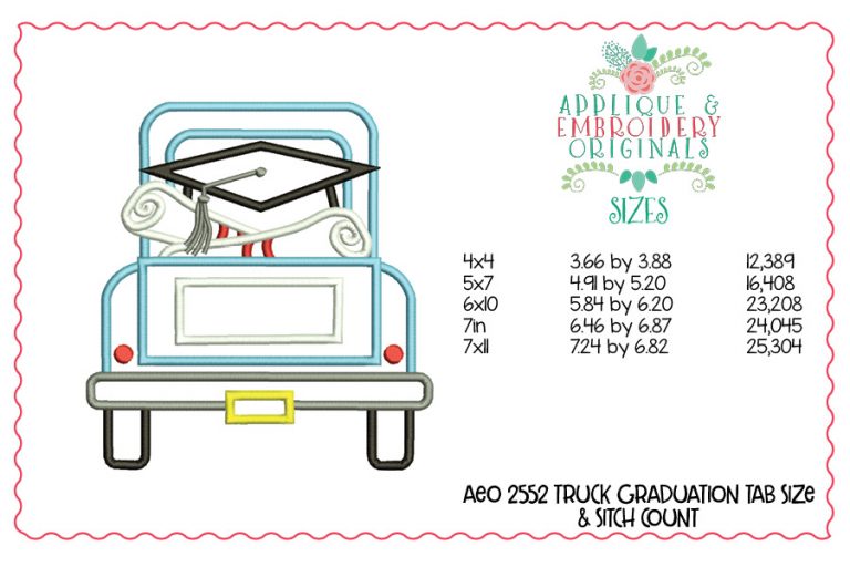 2552 Truck Graduation Applique Design - Image 3