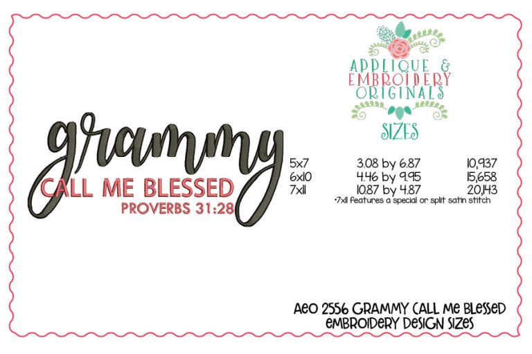 2556 Grammy Call Me Blessed Embroidery Design - Image 2