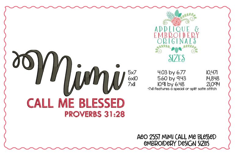 2557 Mimi Call Me Blessed Embroidery Design - Image 2