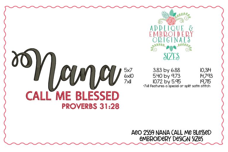 2559 Nana Call Me Blessed Embroidery Design - Image 2