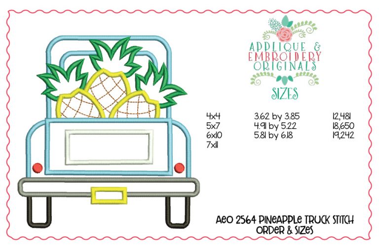 2564 Pineapple Truck Applique Design - Image 3