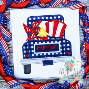 2565 Truck 4th of July Hat Rocket Truck Applique Design
