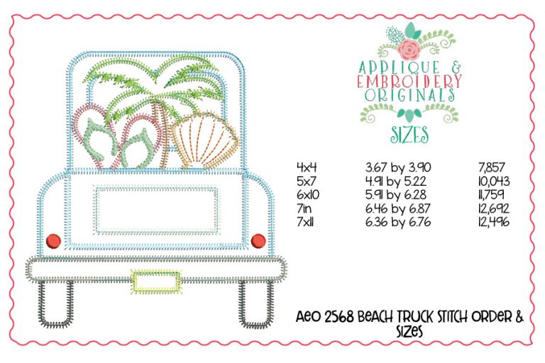 2568 Beach Truck Applique Design - Image 2