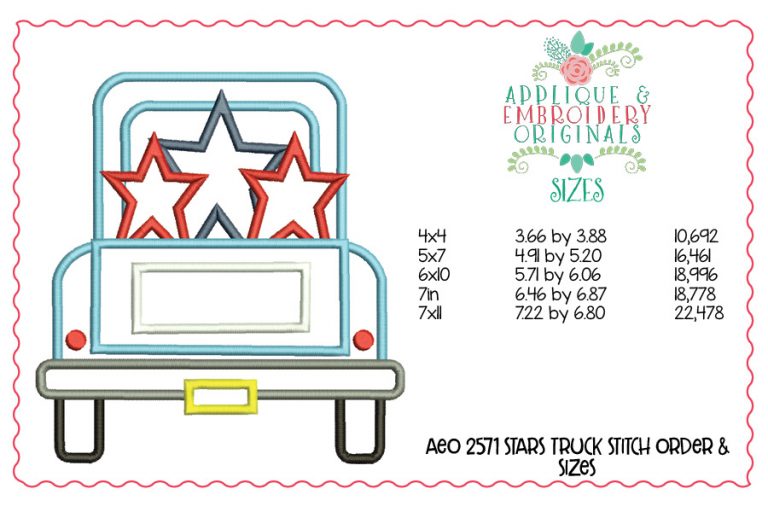 2571 4th of July Stars Truck Applique Design - Image 3