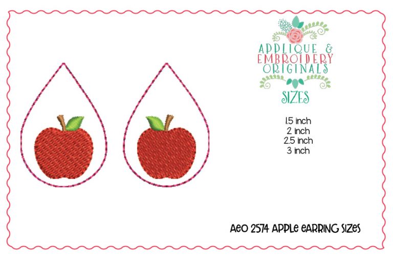 2574 Apple Earrings In-The-Hoop Design - Image 2