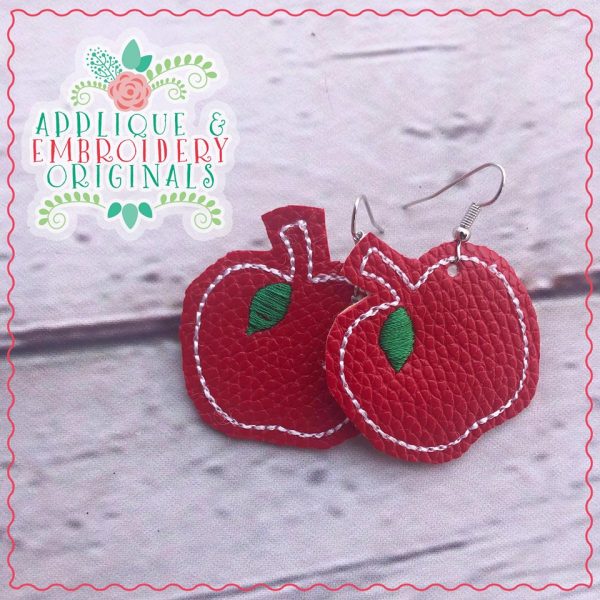 2575 Apple Silhouette Earrings In-The-Hoop Design - Image 2