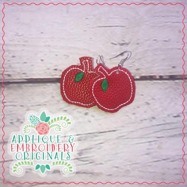 2575 Apple Silhouette Earrings In-The-Hoop Design - Image 3