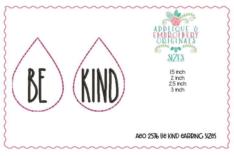 2576 Be Kind Earrings In-The-Hoop Design - Image 2