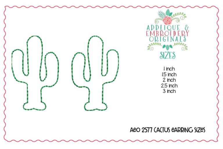 2577 Cactus Earrings In-The-Hoop Design - Image 2