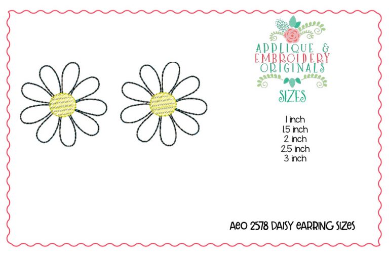 2578 Daisy Earrings In-The-Hoop Design - Image 2