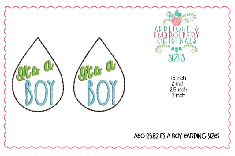 2582 It's A Boy Earrings In-The-Hoop Design - Image 3