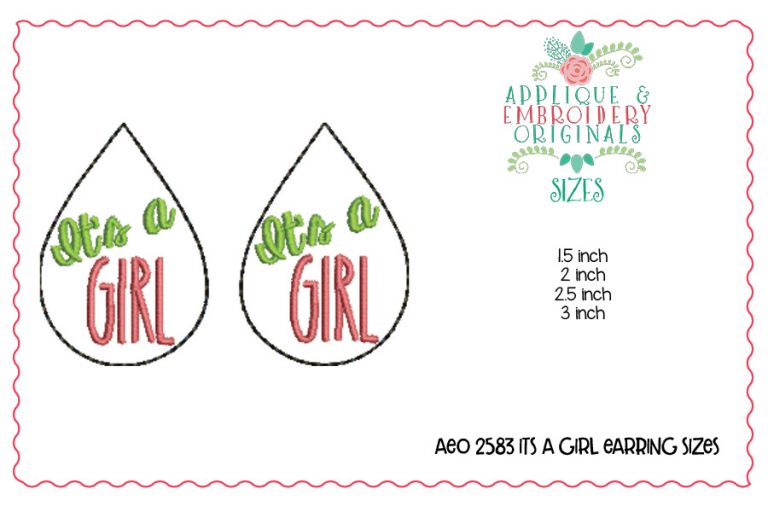 2583 It's A Girl Earrings In-The-Hoop Design - Image 4