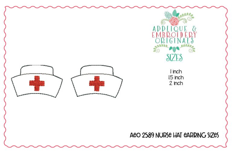 2589 Nurse Hat Earrings In-The-Hoop Design - Image 2