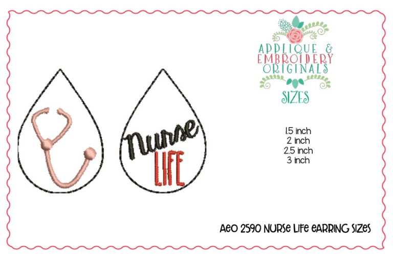 2590 Nurse Life Earrings In-The-Hoop Design - Image 4