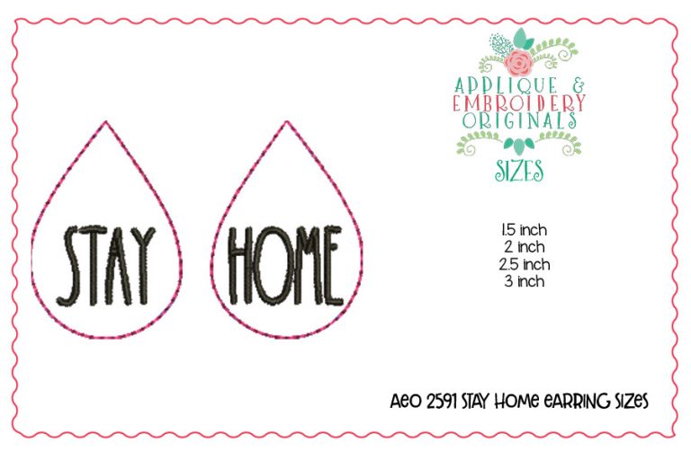 2591 Stay Home Earrings In-The-Hoop Design - Image 2