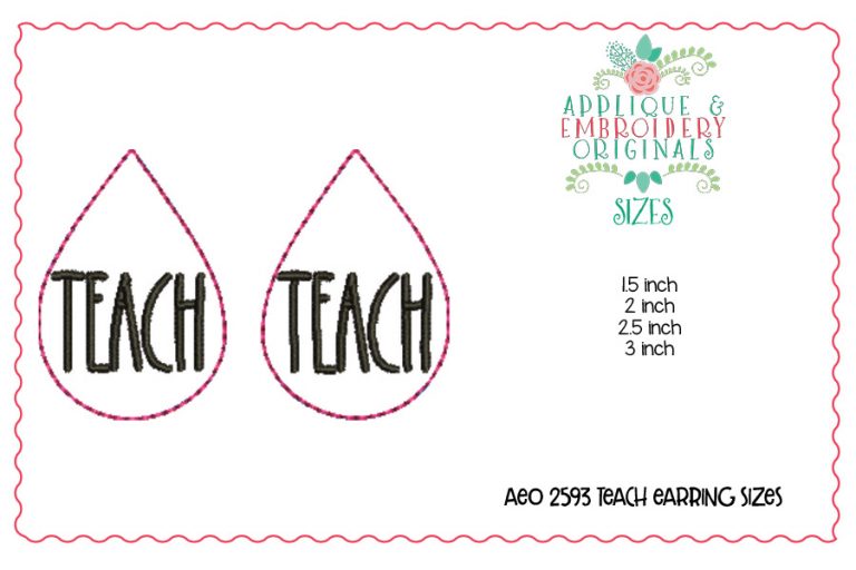 2593 Teach Earrings In-The-Hoop Design - Image 3