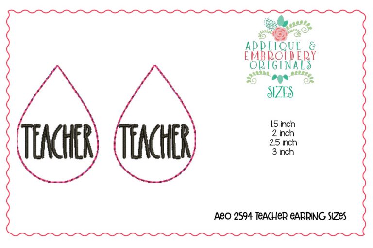 2594 Teacher Earrings In-The-Hoop Design - Image 2