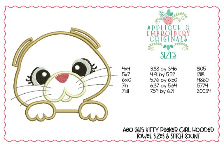 2615 Kitty Girl Hooded Towel Design - Image 2