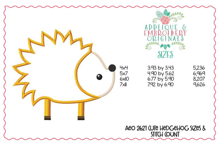 2621 Cute Hedgehog Applique Design - Image 2