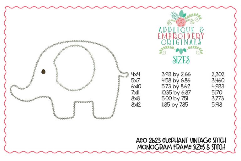 2624 Elephant Monogram Vintage Frame Applique Design - Image 5