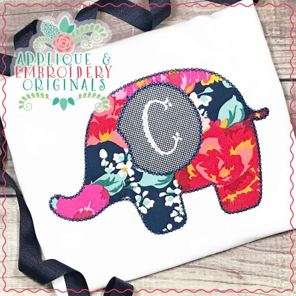 2624 Elephant Monogram Vintage Frame Applique Design - Image 2