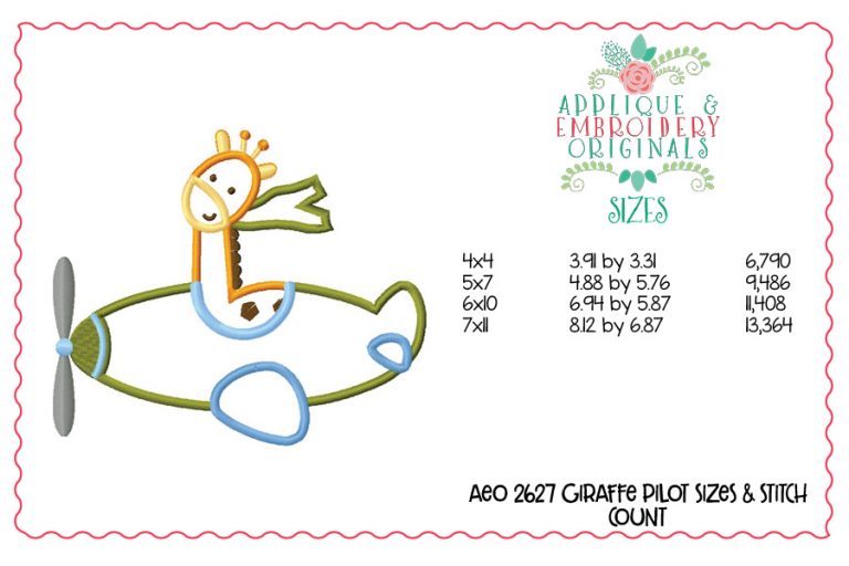 2627 Giraffe Pilot Applique Design - Image 2