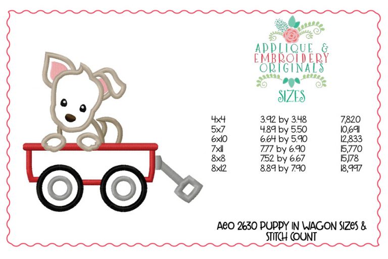 2630 Puppy in Wagon Applique Design - Image 2