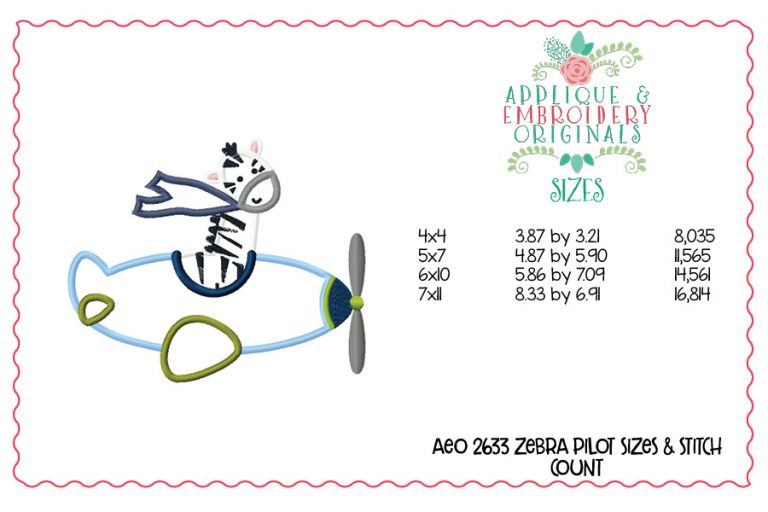 2633 Zebra Pilot Applique Design - Image 2