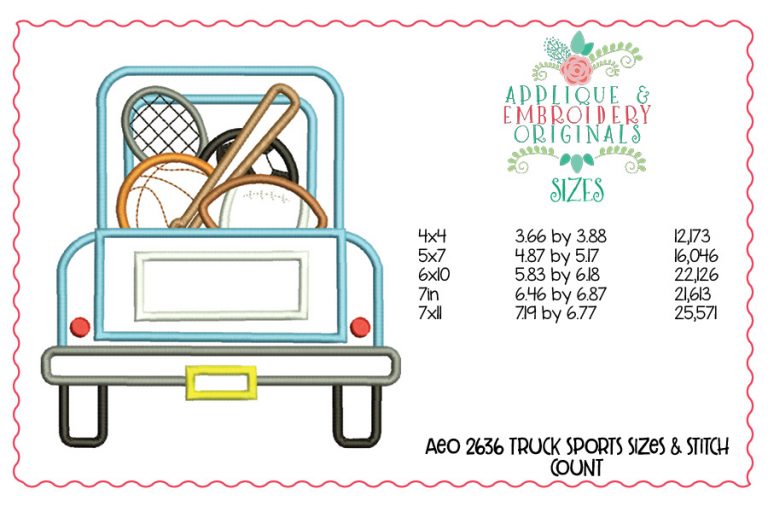 2636 Sports Truck Applique Design - Image 2