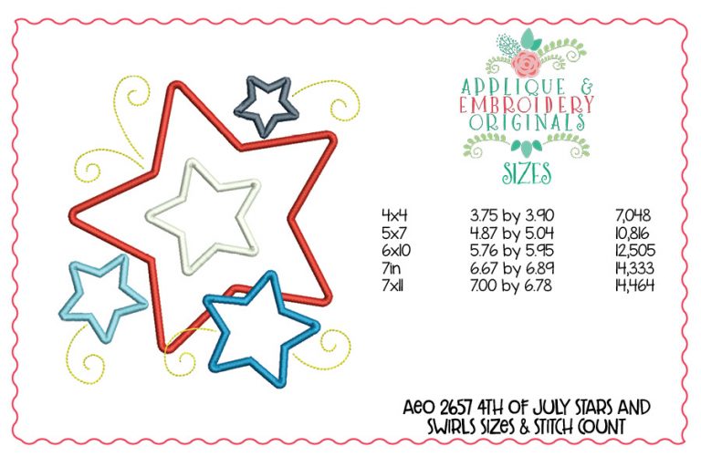 2657 4th of July Stars and Swirls Applique Design - Image 2