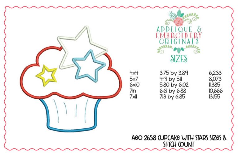 2658 Cupcake with Stars Applique Design - Image 3