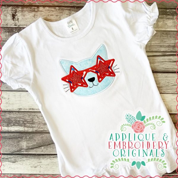 2659 Kitty with Star Glasses Applique Design - Image 2