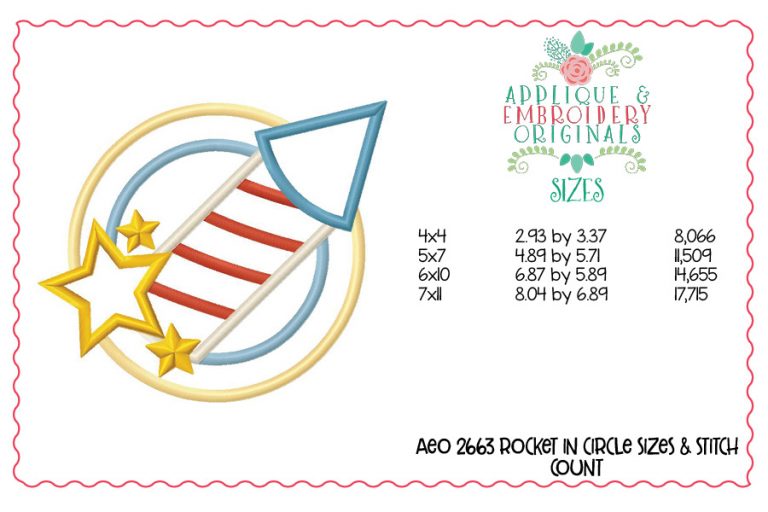 2663 Rocket in Circle Applique Design - Image 3