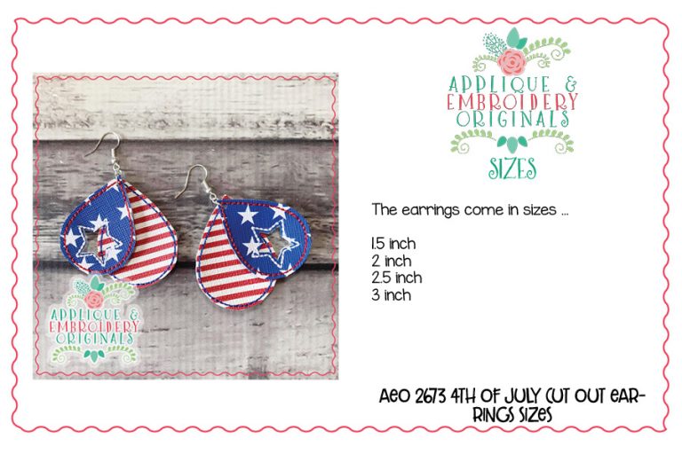 2673 4th of July Star Cutout Earrings In-The-Hoop Design - Image 3